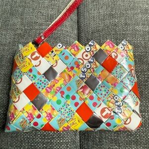 Candy Wrapper - Woven Clutch / Purse - Multicolor RECYCLED Paper Handmade